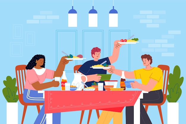 Ilustração de potluck desenhada à mão