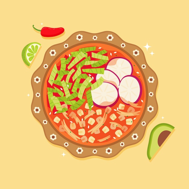 Vetor grátis ilustração de pozole em estilo desenhado à mão