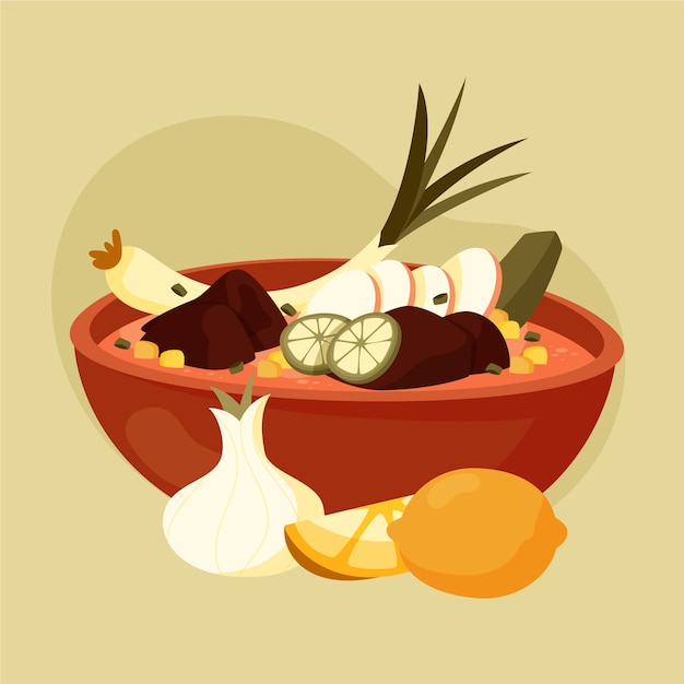 Ilustração de Pozole em estilo desenhado à mão