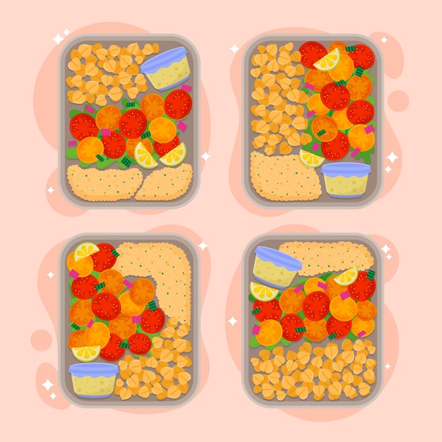 Ilustração de preparação de refeição de design plano desenhado à mão