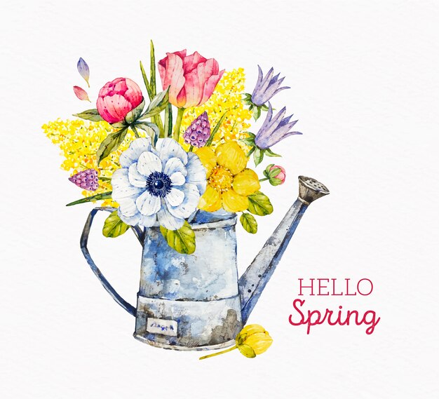 Ilustração de primavera em aquarela