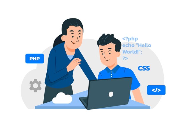Ilustração de programação de computador plana orgânica
