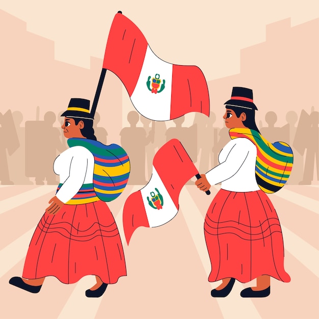 Ilustração de protesto peru desenhada de mão