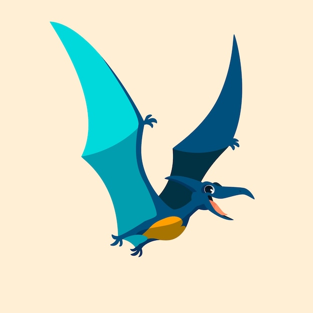 Vetor grátis ilustração de pterodáctilo de desenho animado de design plano