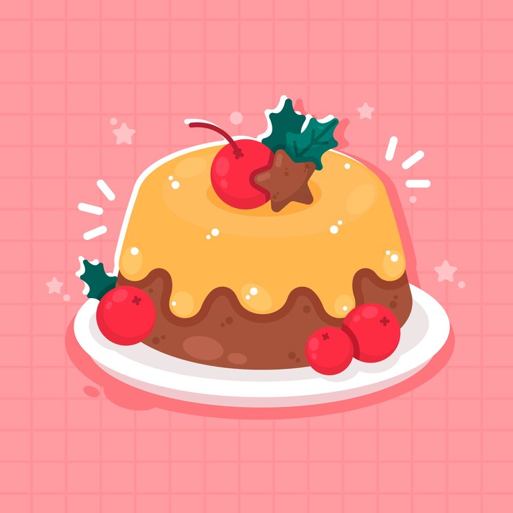 Vetor grátis ilustração de pudim de natal plana