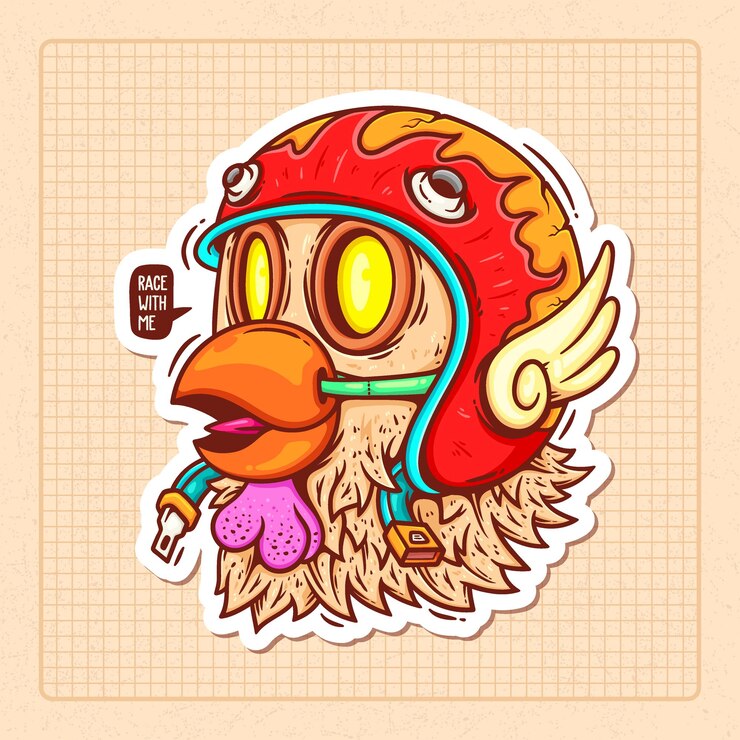 Vetor grátis ilustração de rabisco de vetor de cor desenhada à mão de frango piloto