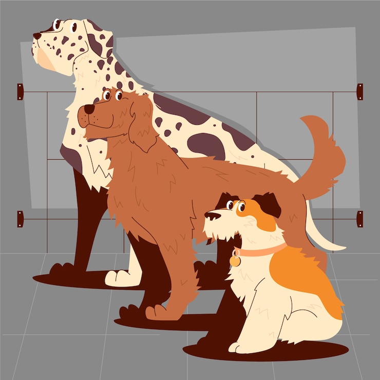 Vetor grátis ilustração de raças de cães desenhadas à mão