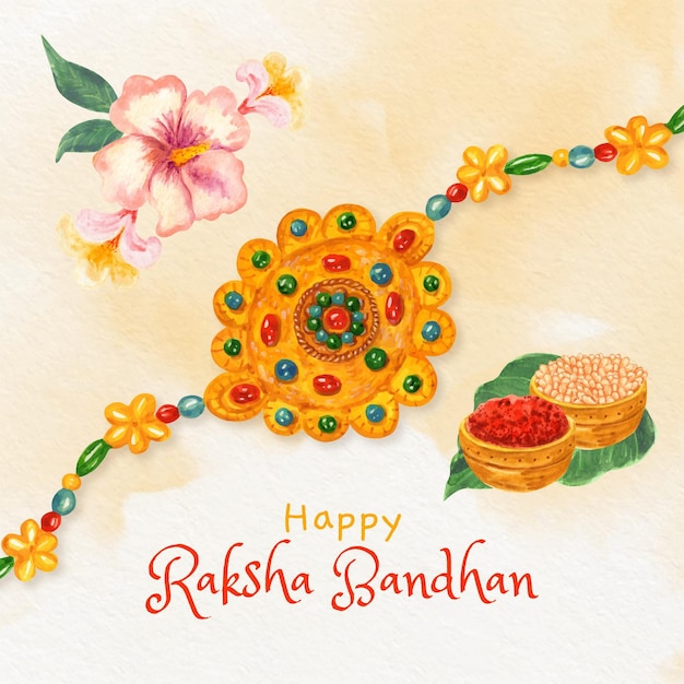 Ilustração de raksha bandhan pintada à mão em aquarela