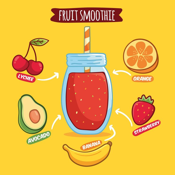 Vetor grátis ilustração de receita de smoothie de frutas saudáveis
