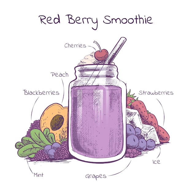 Vetor grátis ilustração de receita saudável smoothie