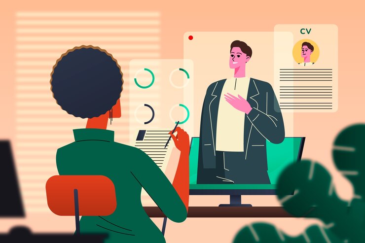 Vetor grátis ilustração de recrutamento remoto desenhada à mão
