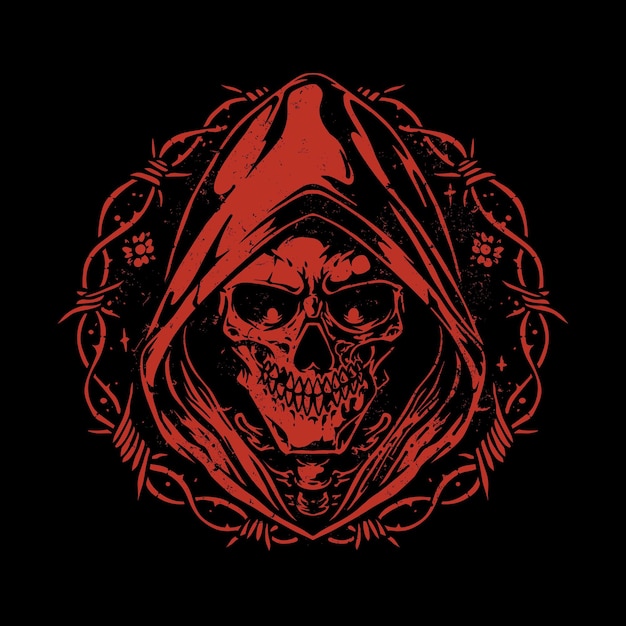 Ilustração de red skull grim reaper