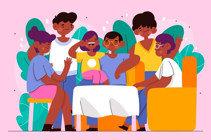Vetor grátis ilustração de reunião de família desenhada à mão