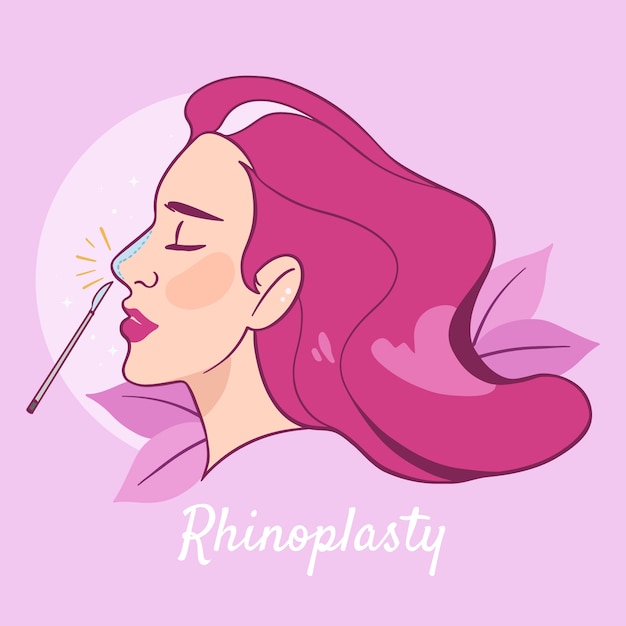 Vetor grátis ilustração de rinoplastia desenhada à mão