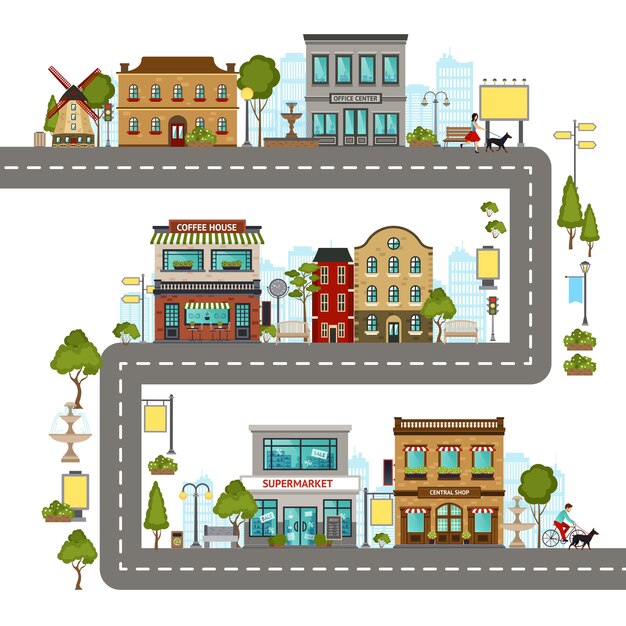 Ilustração de ruas da cidade