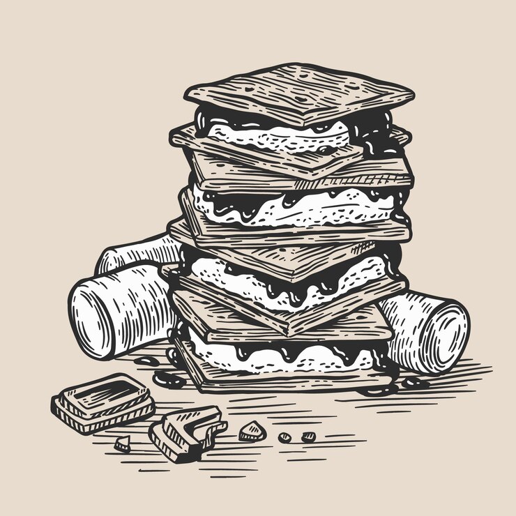 Vetor grátis ilustração de s'more de gravura desenhada à mão