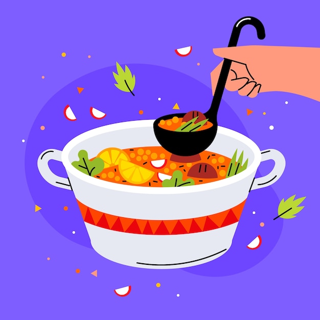 Ilustração de saboroso pozole desenhada à mão