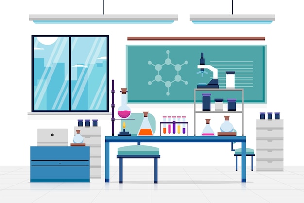 Vetor grátis ilustração de sala de laboratório plana