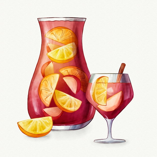 Ilustração de sangria pintada em aquarela