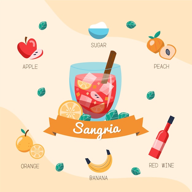 Ilustração de sangria refrescante desenhada à mão