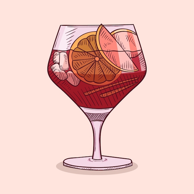 Ilustração de sangria refrescante desenhada à mão