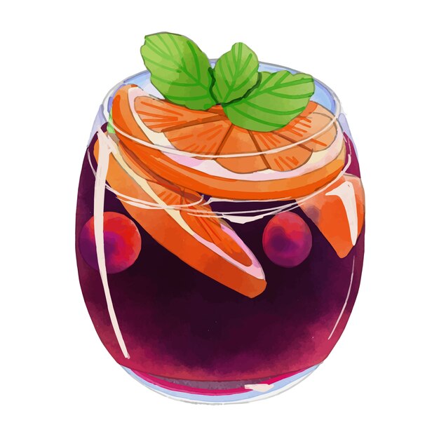Ilustração de sangria refrescante em aquarela