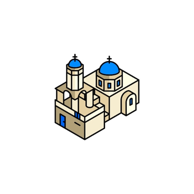 Ilustração, de, santorini, grécia