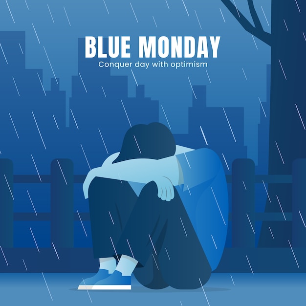 Vetor grátis ilustração de segunda-feira azul gradiente