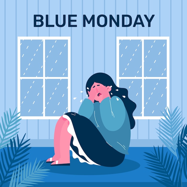 Vetor grátis ilustração de segunda-feira azul plana