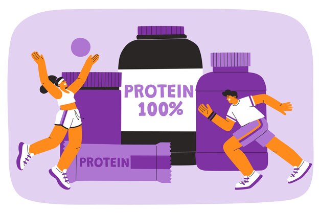 Vetor grátis ilustração de shake de proteína desenhada à mão