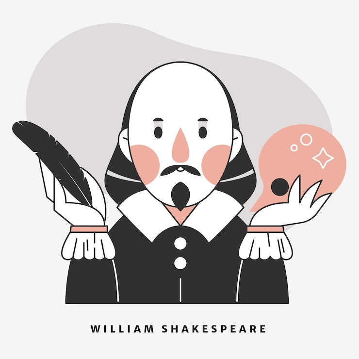 Vetor grátis ilustração de shakespeare de design plano desenhado à mão