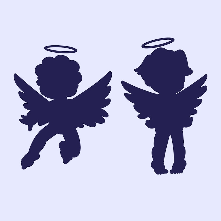 Vetor grátis ilustração de silhueta de anjo desenhada à mão