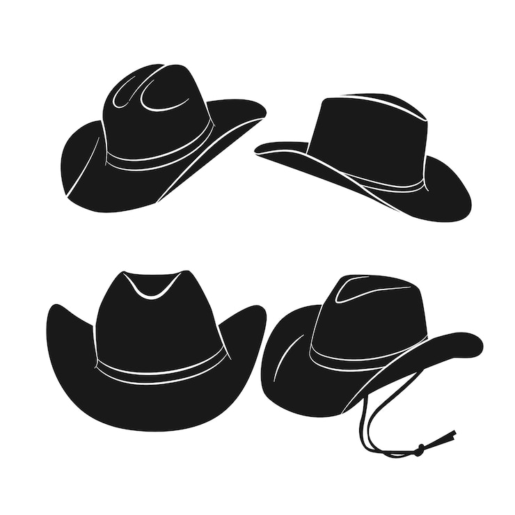 Vetor grátis ilustração de silhueta de chapéu de cowboy desenhada à mão