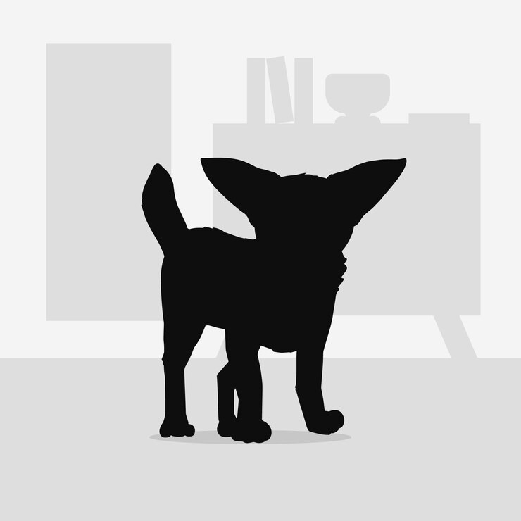 Vetor grátis ilustração de silhueta de chihuahua de design plano