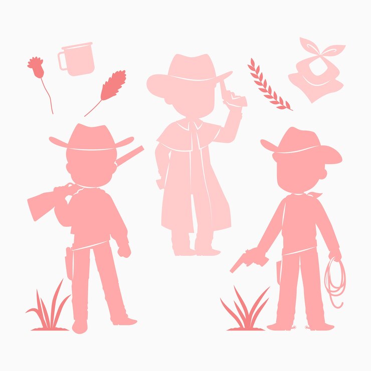 Vetor grátis ilustração de silhueta de cowboy design plano