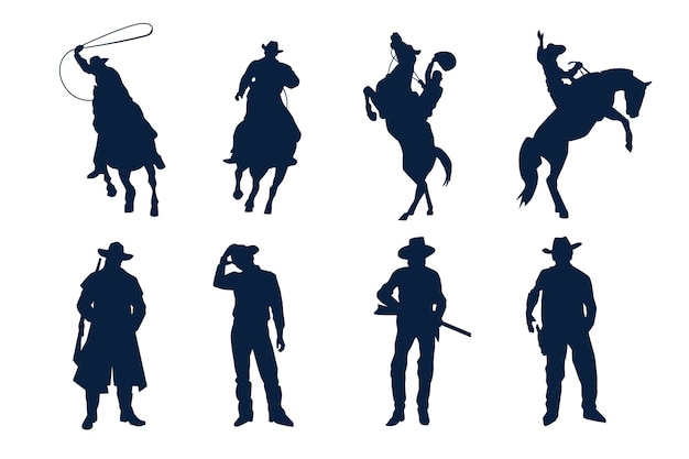 Ilustração de silhueta de cowboy design plano