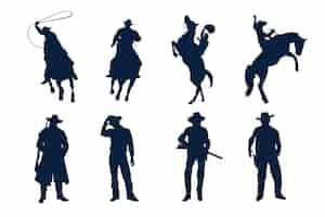 Vetor grátis ilustração de silhueta de cowboy design plano