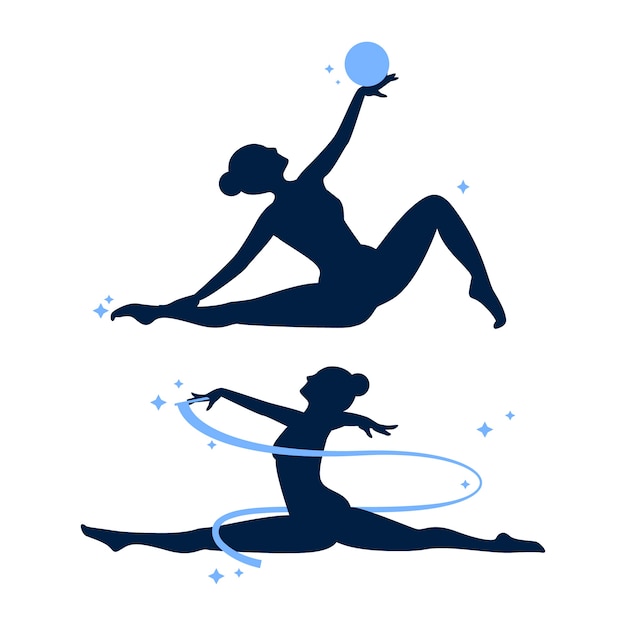 Ilustração de silhueta de ginasta de design plano