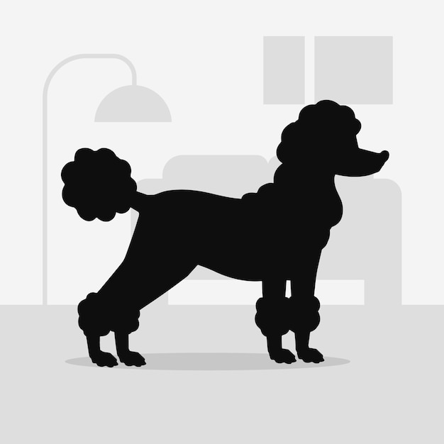 Vetor grátis ilustração de silhueta de poodle de design plano