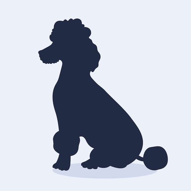 Vetor grátis ilustração de silhueta de poodle de design plano