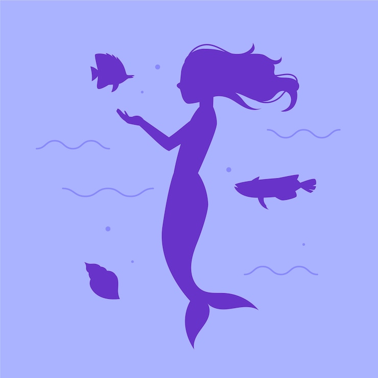 Vetor grátis ilustração de silhueta de sereia de design plano