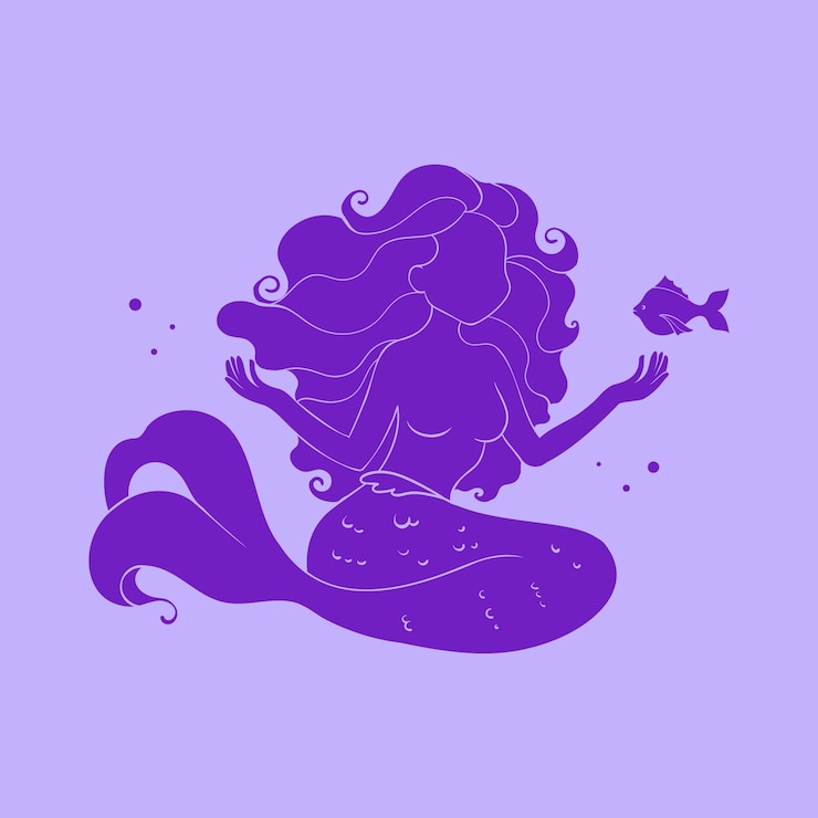 Vetor grátis ilustração de silhueta de sereia de design plano