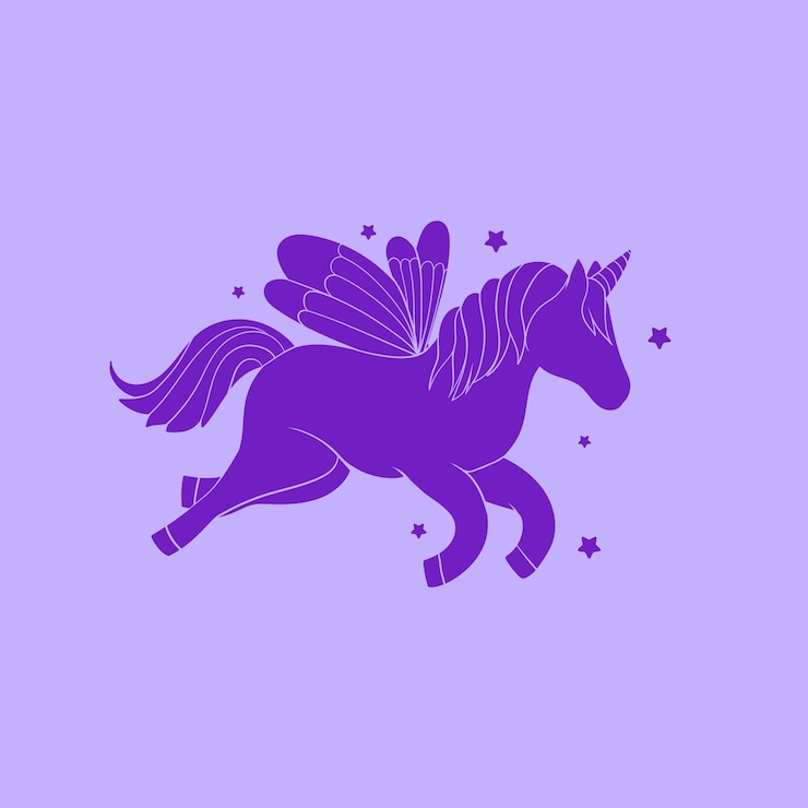 Vetor grátis ilustração de silhueta de unicórnio design plano
