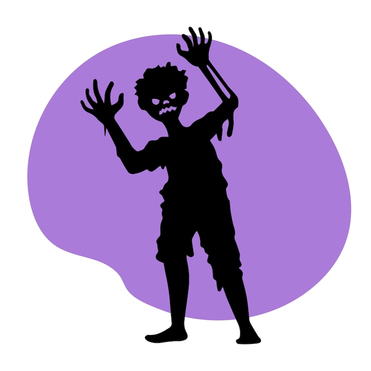 Vetor grátis ilustração de silhueta de zumbi desenhada à mão