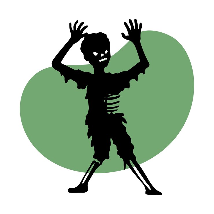 Vetor grátis ilustração de silhueta de zumbi desenhada à mão