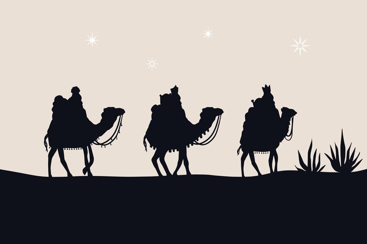 Vetor grátis ilustração de silhueta plana reyes magos