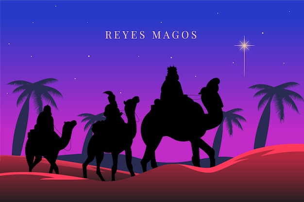 Vetor grátis ilustração de silhueta plana reyes magos