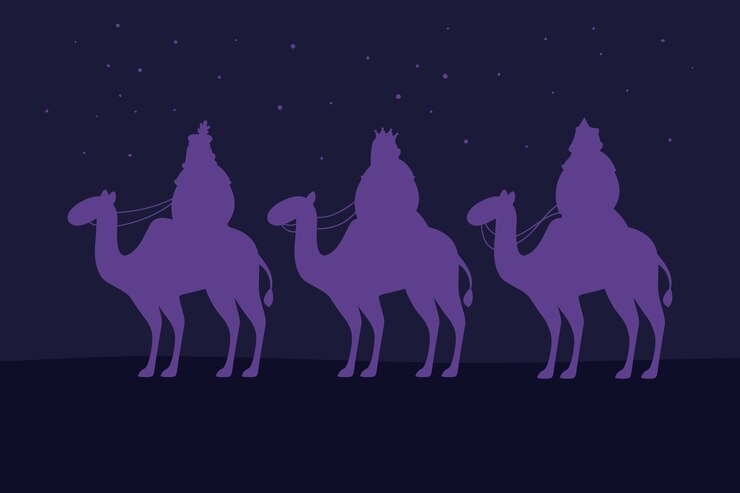 Vetor grátis ilustração de silhueta plana reyes magos