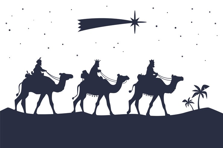 Vetor grátis ilustração de silhueta plana reyes magos