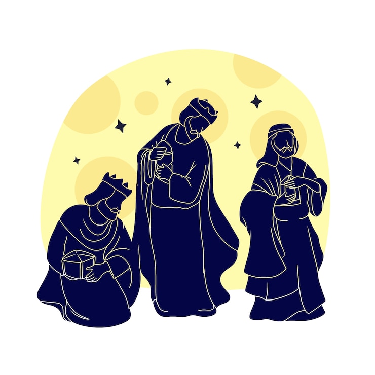 Vetor grátis ilustração de silhueta plana reyes magos